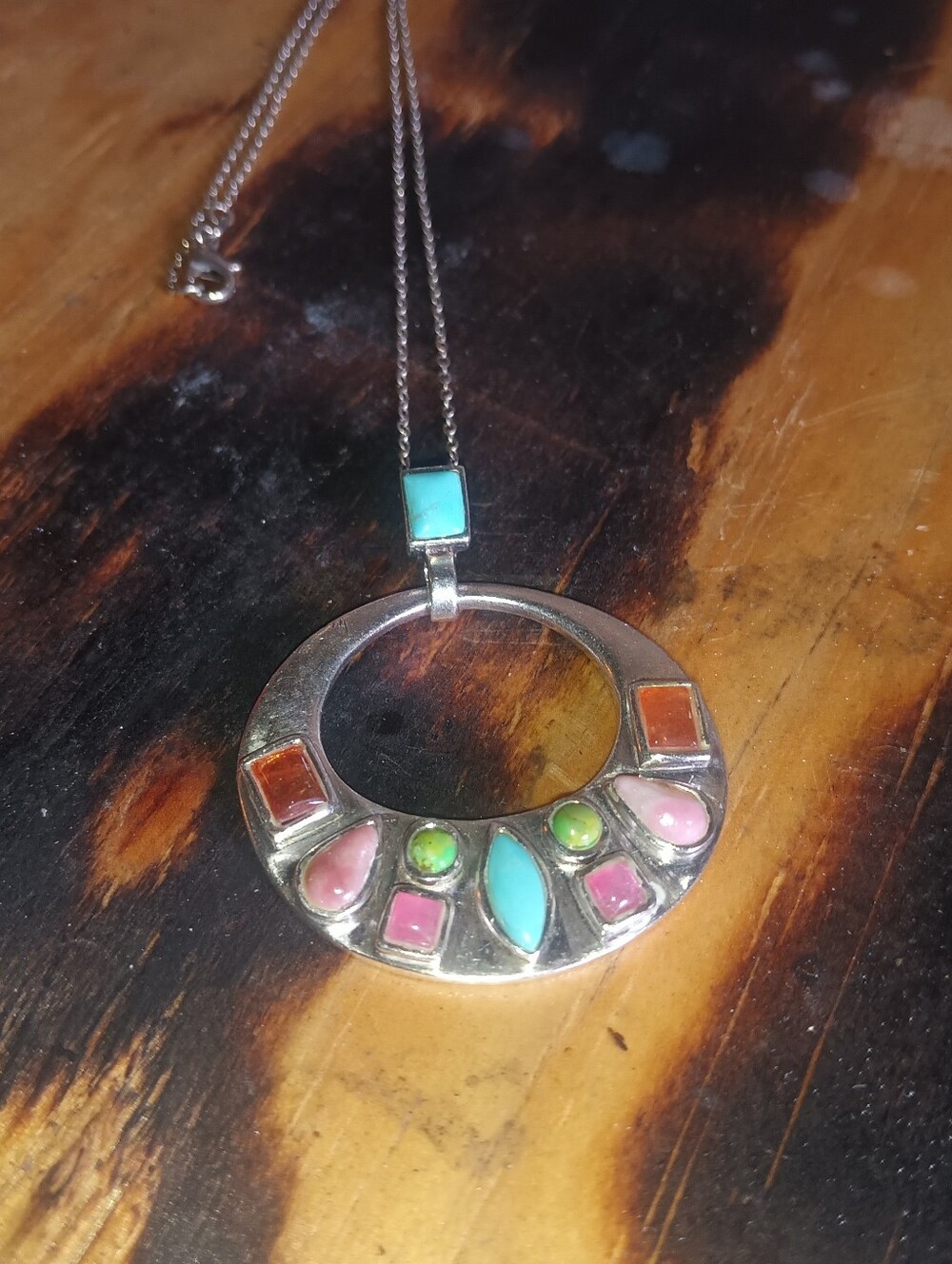 Multicolor Gemstone Silver Pendant